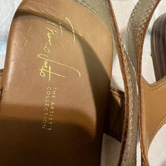 Metallic Champagne T-Strap Sandals with Adjustable Buckle - Picture 2 of 5